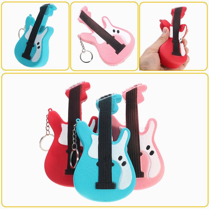 Gitara Squishy Slow Rising Toy Tag Soft Cute Collection Poklon Ukrasna Igračka