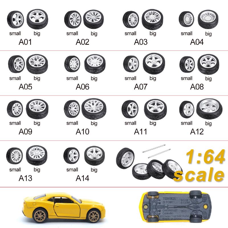 Komplet Guma Za Kotače Od Lake Legure Od 4 Kom. Felge I Osovine Model Automobila Za Modificirano Vozilo 1/64