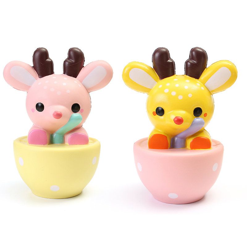 Leilei Squishy Jumbo Teacup Deer Elk 14 cm Slow Rising Original Package Gift Collection Decor Toy