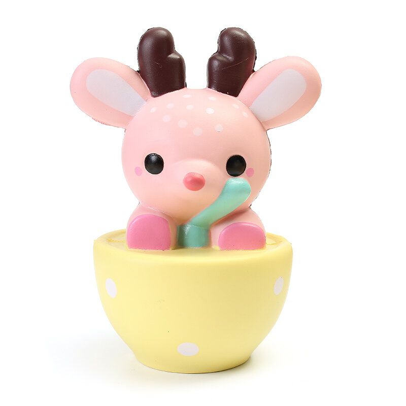 Leilei Squishy Jumbo Teacup Deer Elk 14 cm Slow Rising Original Package Gift Collection Decor Toy