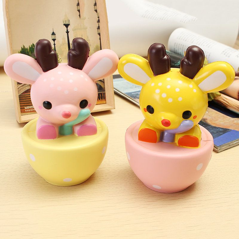 Leilei Squishy Jumbo Teacup Deer Elk 14 cm Slow Rising Original Package Gift Collection Decor Toy