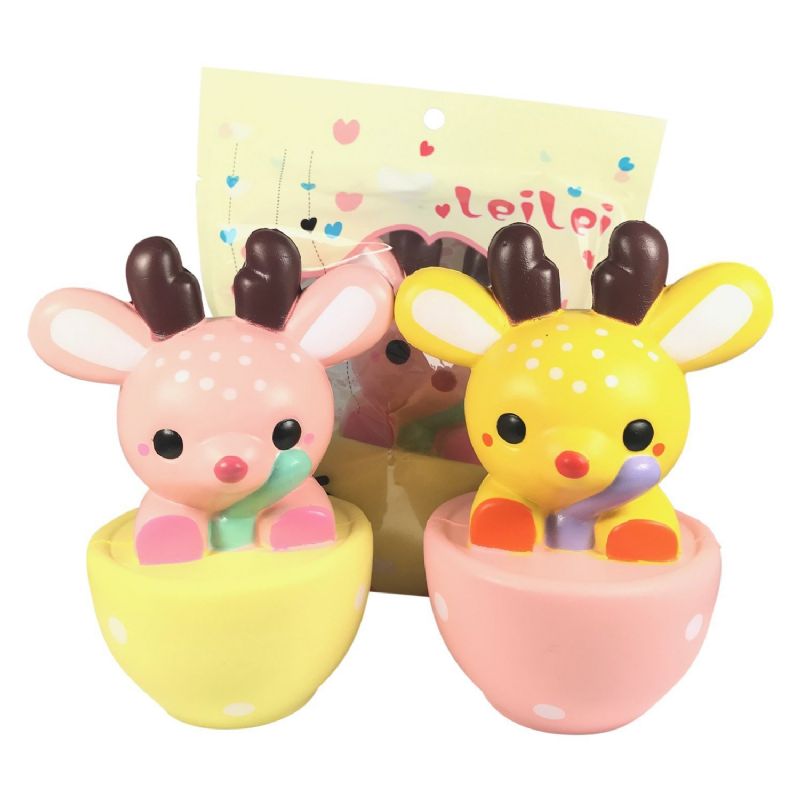 Leilei Squishy Jumbo Teacup Deer Elk 14 cm Slow Rising Original Package Gift Collection Decor Toy