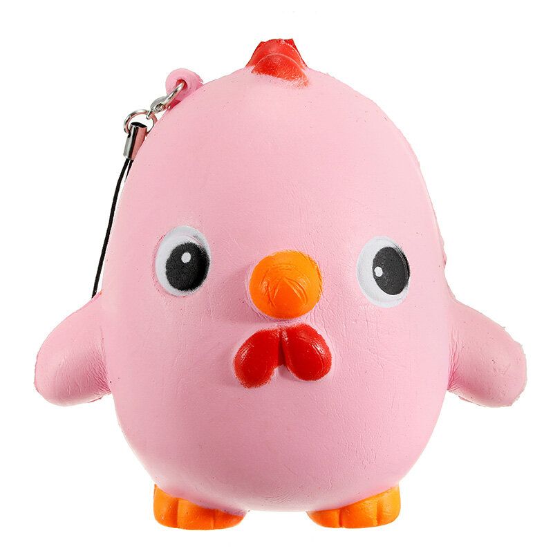 Squishy Pink Chicken Jumbo 10cm Slow Rising Collection Gift Decor Mekana Igračka Remen Za Torbu Za Telefon