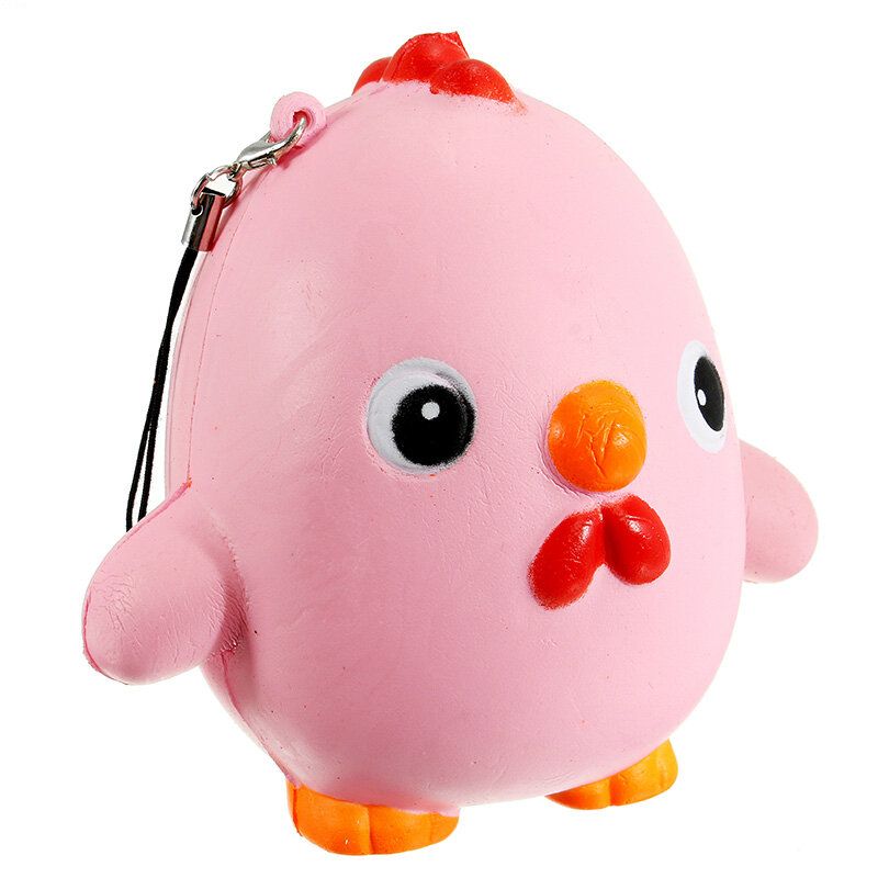 Squishy Pink Chicken Jumbo 10cm Slow Rising Collection Gift Decor Mekana Igračka Remen Za Torbu Za Telefon