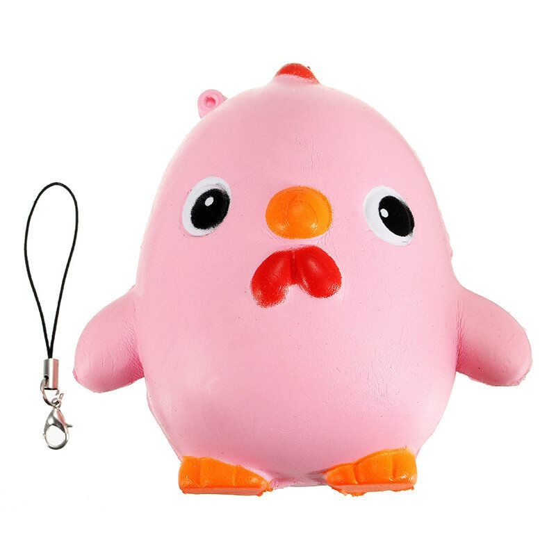 Squishy Pink Chicken Jumbo 10cm Slow Rising Collection Gift Decor Mekana Igračka Remen Za Torbu Za Telefon