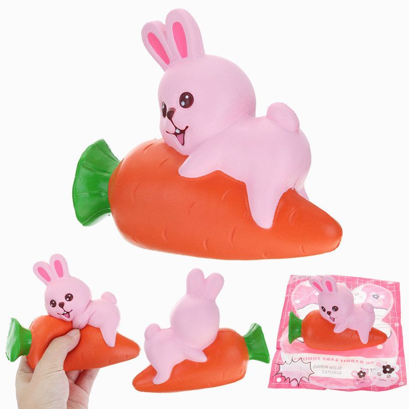 Yunxin Squishy Rabbit Bunny Drži Mrkvu 13 cm Sporo Raste S Pakiranjem Kolekcija Poklon Dekor Igračka