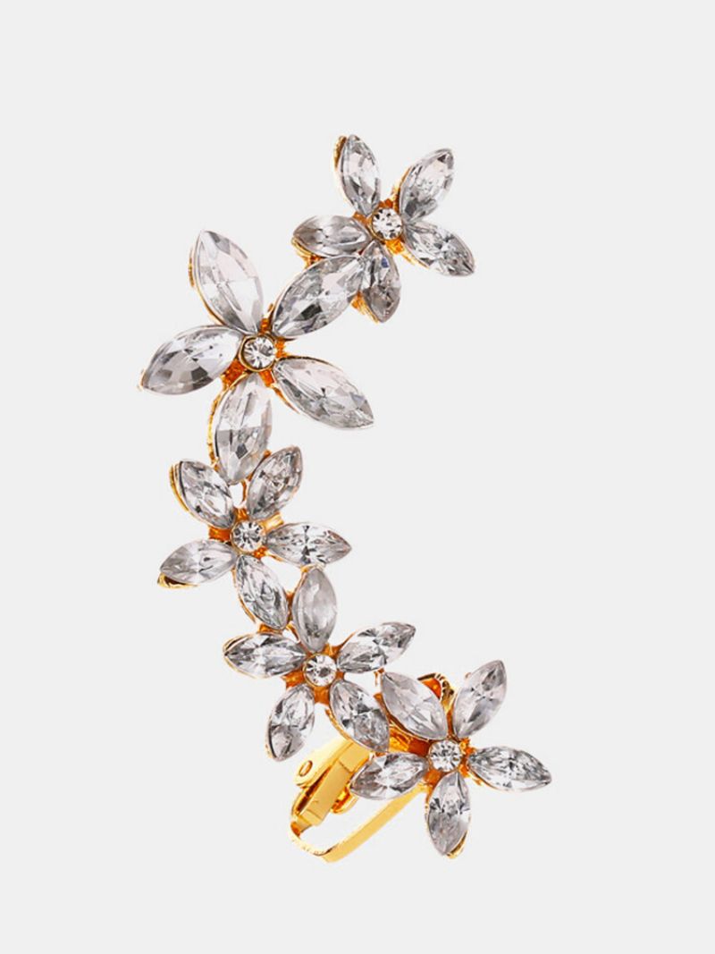 1 Kom. Vintage Leptir Cvijeće Ženske Naušnice Temperament Puni Dijamanti Crystal Clips Stezaljke Za Uši
