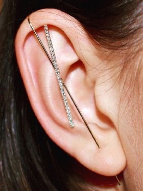Bakrene Umetnute Cirkonske Pozlaćene Naušnice Oko Ušne Školjke Ženska Kopča Za Uho