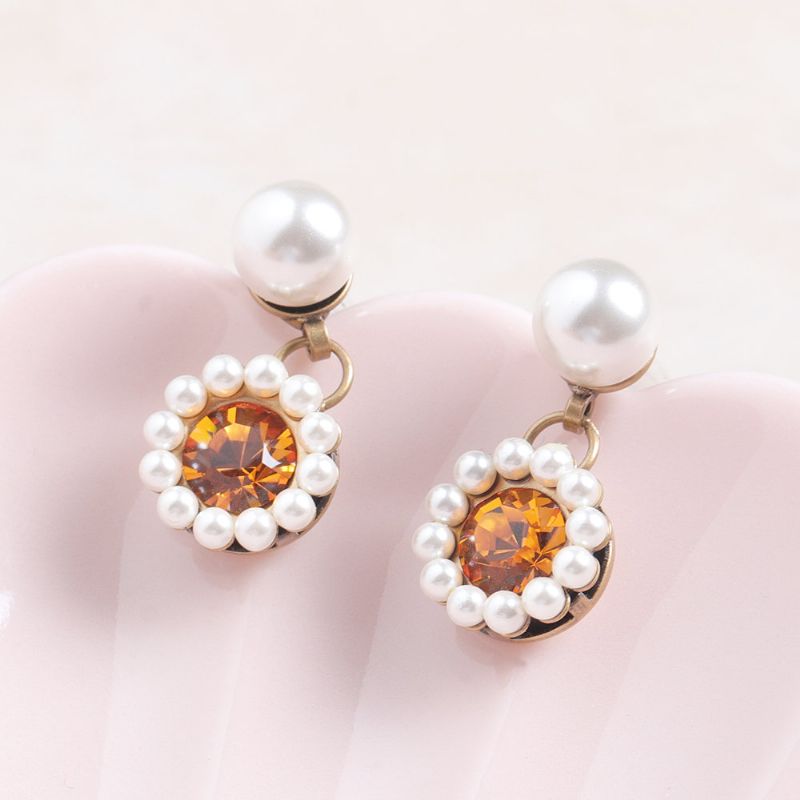 Elegantne Blistave Prozirne Biserne Naušnice S Dragim Kamenjem Vintage Geometric Piercing Ženske