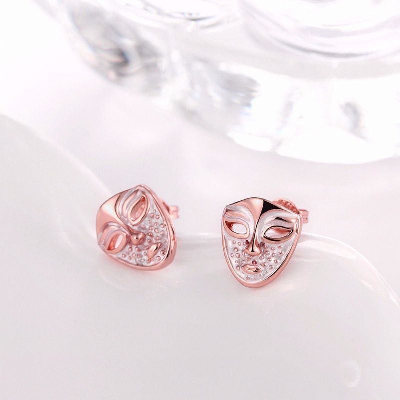 Inalis® Simple Style Rose Gold Mask Oil Drip Unisex Naušnice