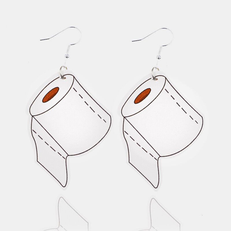 Moderna Kožna Maska Naušnice S Kapljicama Vode Geometrijske Stereoskopske U Roli Toaletnog Papira