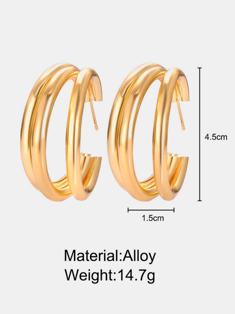 Moderne Jednostavne Zlatne Višeslojne Naušnice Od Legure S Geometrijskim Prstenom U Obliku Slova C