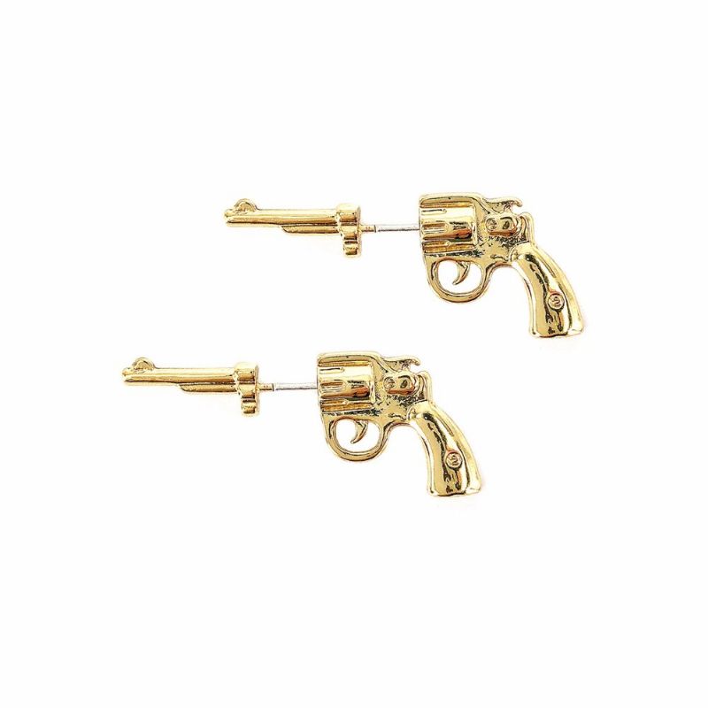 Punk Uniseks Srebrne Zlatne Naušnice Gun Earrigs 925 Sterling Silver Needle Ear Jacket