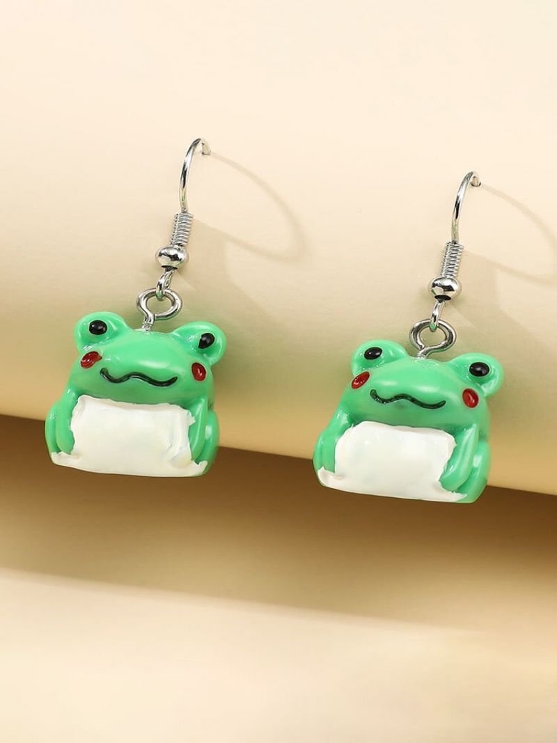 Slatke Mini Stereo Zelene Naušnice U Obliku Žabe Od Legure Plastike