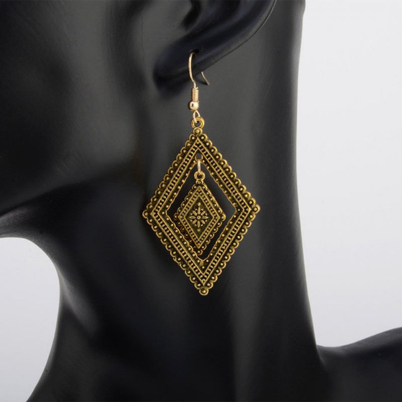 Vintage Geometrijske Šuplje Dijamantne Naušnice S Privjescima Boemske Duge Chic Nakit
