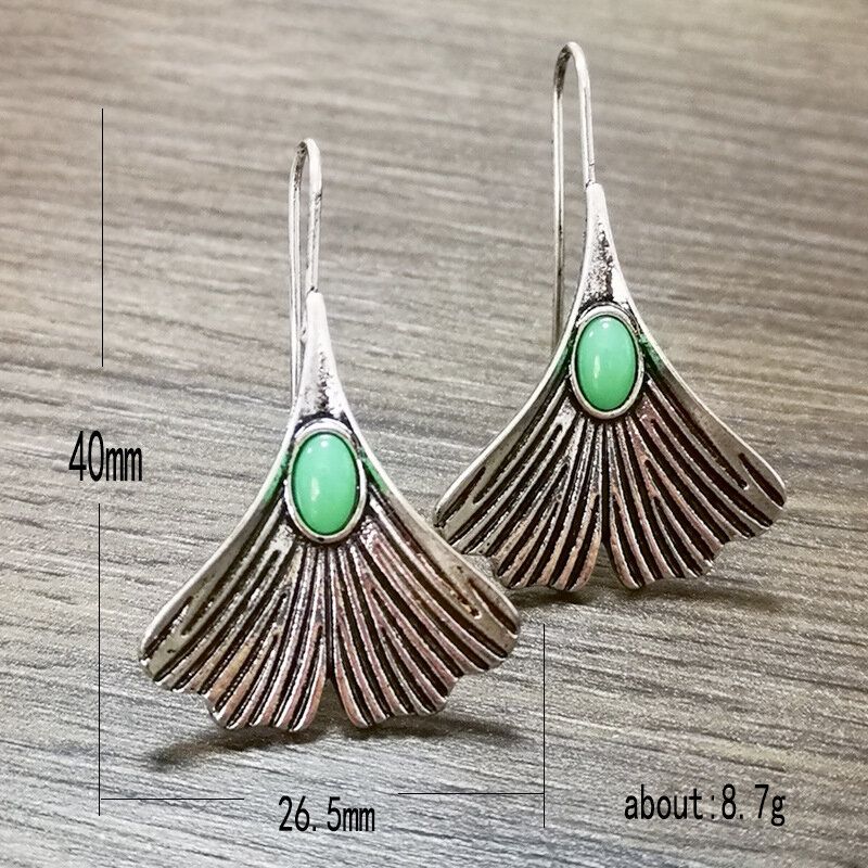 Vintage Leaf Smaragdne Naušnice 925 Posrebrene Zelene S Privjeskom Od Kalcedona