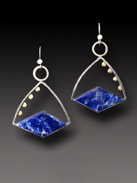 Vintage Trapezoidne Ženske Naušnice Lapis S Privjeskom