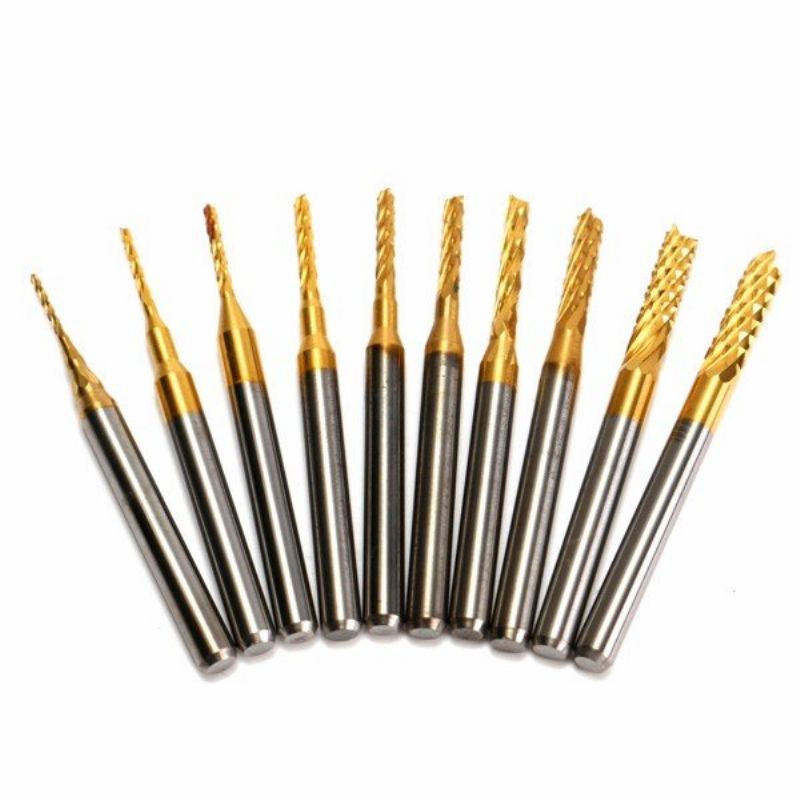 Drillpro Db-m1 10 Komada 0.8-3 mm Glodalo Za Graviranje Presvučeno Titanom Karbidni Bitovi