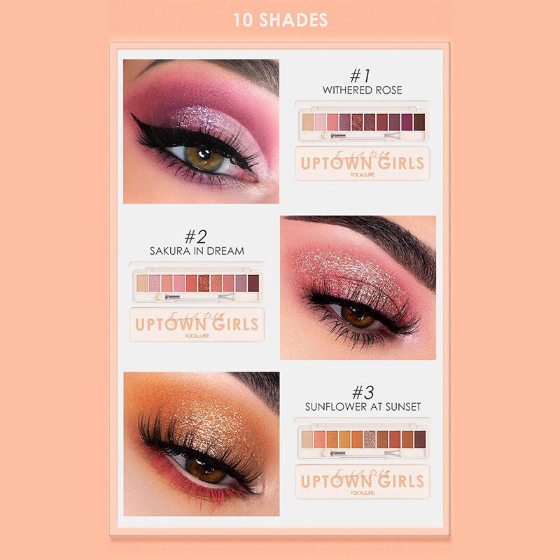 10 Boja Paleta Sjenila Conceler Matte Shimmer Glitter Vodootporno Sjenilo U Prahu