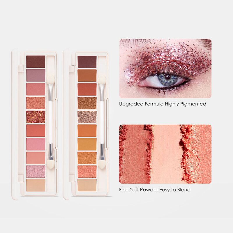 10 Boja Paleta Sjenila Conceler Matte Shimmer Glitter Vodootporno Sjenilo U Prahu