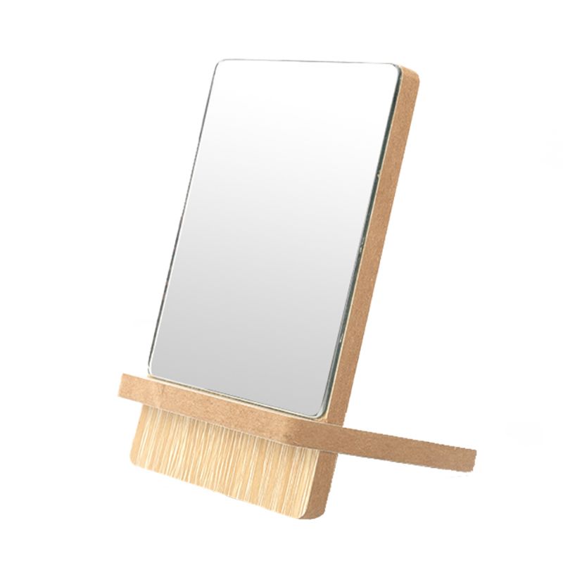 Drveno Stolno Ogledalo Jednostrano Za Šminkanje Prijenosno Pravokutno Kozmetičko