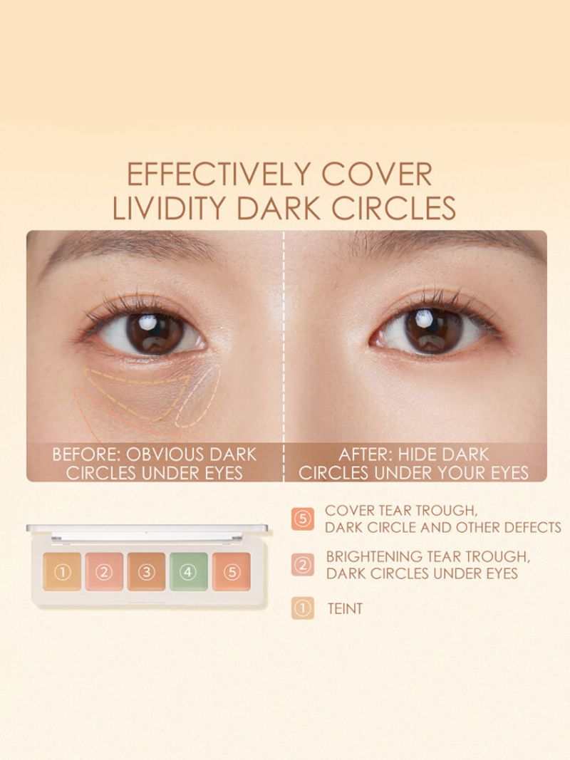 Paleta Korektora U 5 Boja Za Prekrivanje Podočnjaka Protiv Akni Prirodna Hidratantna Šminka Za Lice