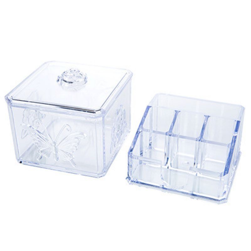 Prozirna Izrezbarena Kutija Za Pohranu Ruževa Za Usne Plastična Kozmetička S Odjeljcima Stolna Za Pamučne Štapiće
