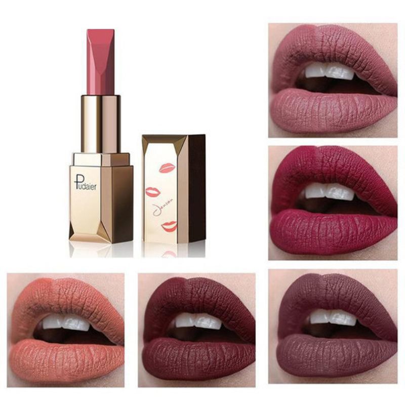 Pudaier Matte Velvet Lipstick Moisturizing Vitamin E Lips Red Lip Make Up Cosmetic