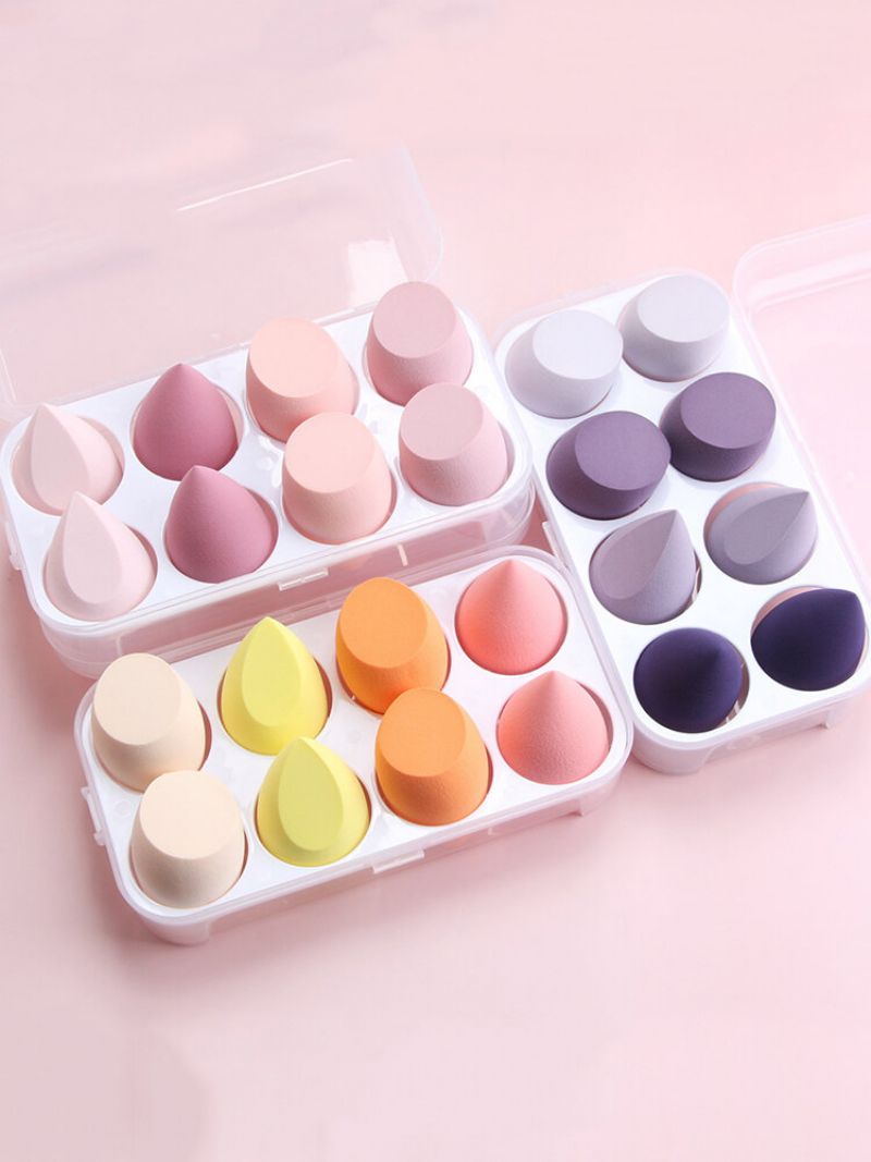 Set Od 8 Komada Beauty Eggs Mokro-suhi Dvonamjenski Puder U Prahu Rumenilo U Pufnu