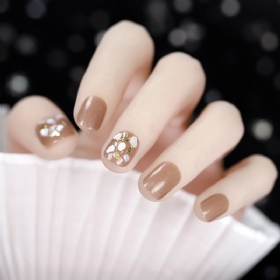 Smeđa Platinasta Školjka Lažna Naljepnica Za Nokte Nošenje Gotovih Noktiju Nail Art Patch Uklonite Naljepnicu Za