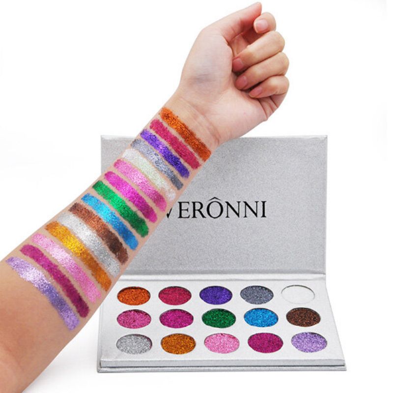 Veronni Paleta Svjetlucavih Sjenila U 15 Boja Diamond Rainbow Make Up Kozmetička Prešana Svjetlucava Za Oči