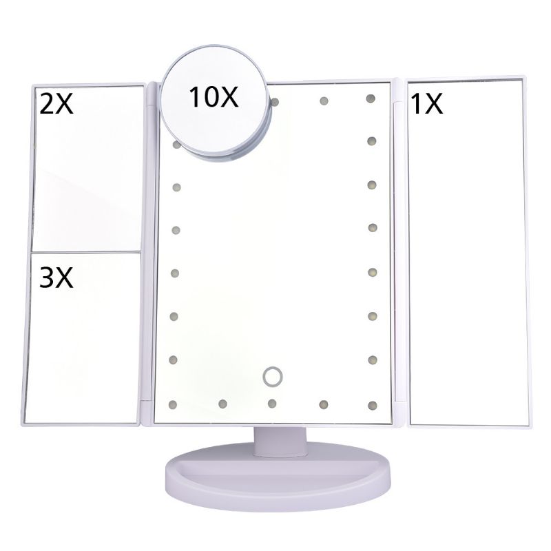 Zaslon Osjetljiv Na Dodir S Rotacijom Od 360° Led Osvijetljeno Ogledalo Za Šminkanje 2x/3x/ Povećanje Kozmetičko