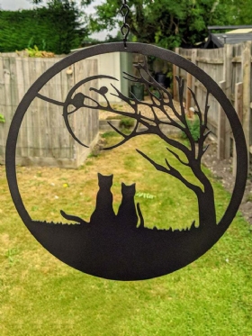 1 Kom. Viseći Metalni Privjesak Usamljena Lisica Mačka U Obliku Zanatskog Lanca Ukras Za Prozore Za Kućni Vrt