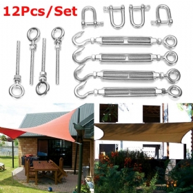 12pcs/set Shade Sail Kit 6mm Od Nehrđajućeg Čelika Pomorska Tkanina U 4 Točke Kvadratnog Pravokutnika