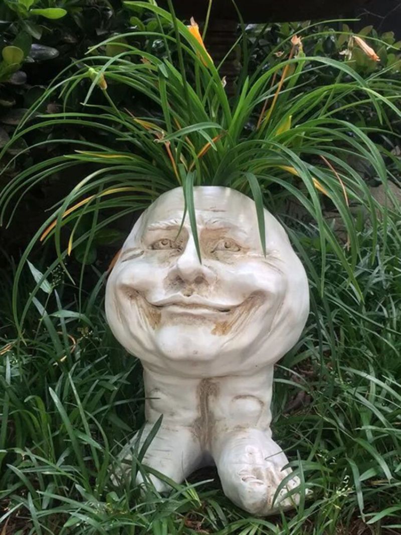 1pc Funny Expression Muggly's The Face Statua Sadilica Vrtna Skulptura Od Pređe Ukrasna Posuda Za Cvijeće