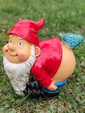 1pc Gnome Patuljak Od Smole Koji Flertuje S Bijelom Bradom Kipovi Sagnuti Da Izlože Guzicu Pticu Ukrase Za Travnjak Božićni Vrtni Ukras U Zatvorenom I Na Otvorenom