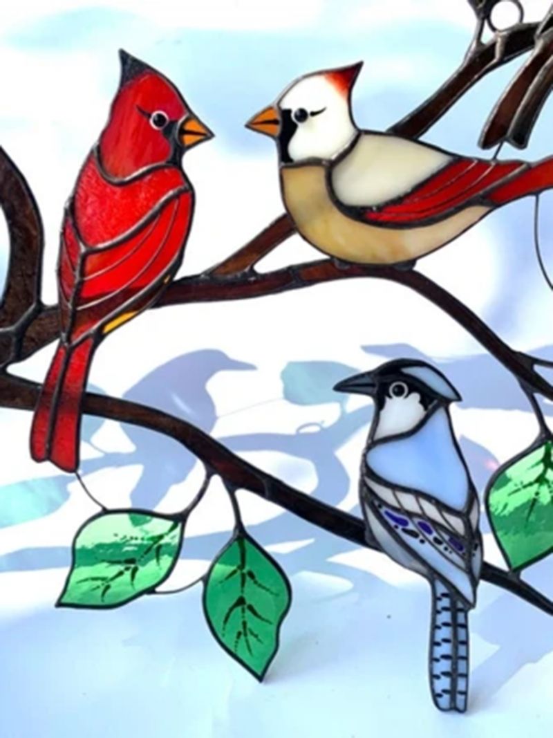 Festivalski Poklon Višestruke Ptice Staklene Zavjese Za Prozore Vrt Hvatač Sunca Ukrasi Od Akrilne Legure Kućna Terasa Uređenje Dvorišta