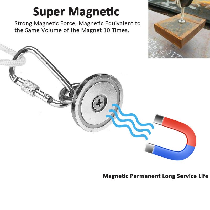 (s Užetom Od 10 M) 250/150/80 Kg Ribarski Magneti Velike Snage Okrugli Neodimijski Magnet Sa Super Snažnom Vučnom Silom S Očnim Vijkom Snažni Magnetski Prsten Spašavanje