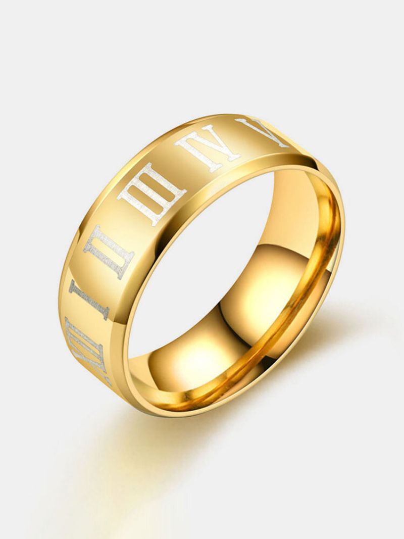 1 Kom. Retro Jednostavne Rimske Brojke Od Titanijskog Čelika Za Parove Muški Prstenovi