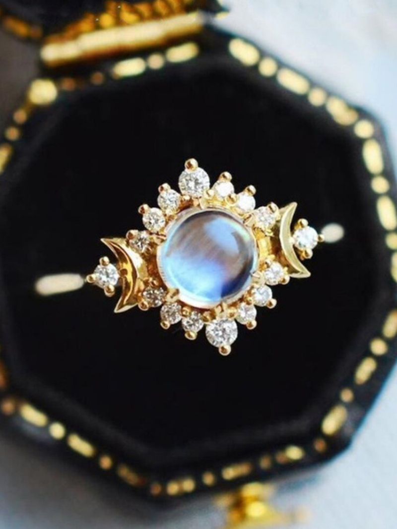 1 Kom. Vintage Prstenovi Od Legure Za Valentinovo S Mjesečevim Kamenom I Suncevim Ukrasom