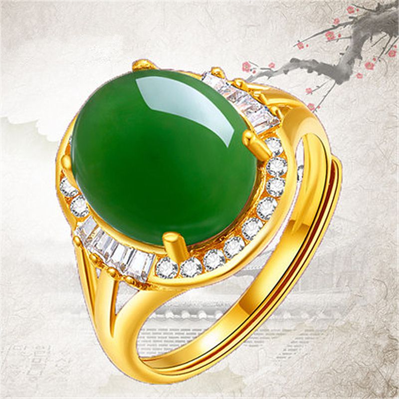 Četvrtasti Dijamantni Prsten Od Kalcedona S Umetnutim Poljem Žada Od Poklon Od Zelenog Za Majke I Djevojčice