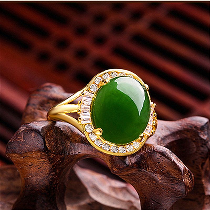 Četvrtasti Dijamantni Prsten Od Kalcedona S Umetnutim Poljem Žada Od Poklon Od Zelenog Za Majke I Djevojčice