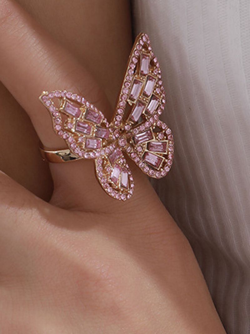 Dijamantni 3d Prsten Za Žene Od Legure U Obliku Leptira