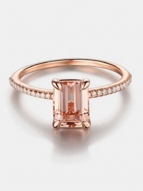 Elegantni Prsten Za Prste Ružičasto Zlato 18k Cirkon Jednostavni Geometrijski Prstenovi Nakit Za Ruke Za Žene