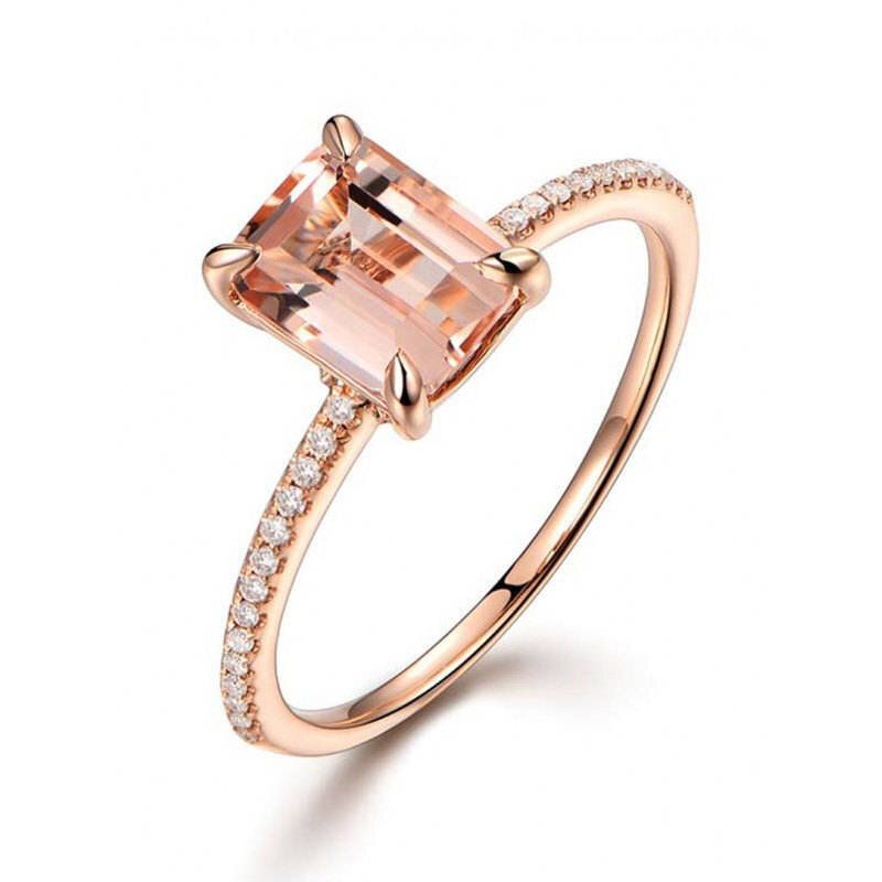Elegantni Prsten Za Prste Ružičasto Zlato 18k Cirkon Jednostavni Geometrijski Prstenovi Nakit Za Ruke Za Žene