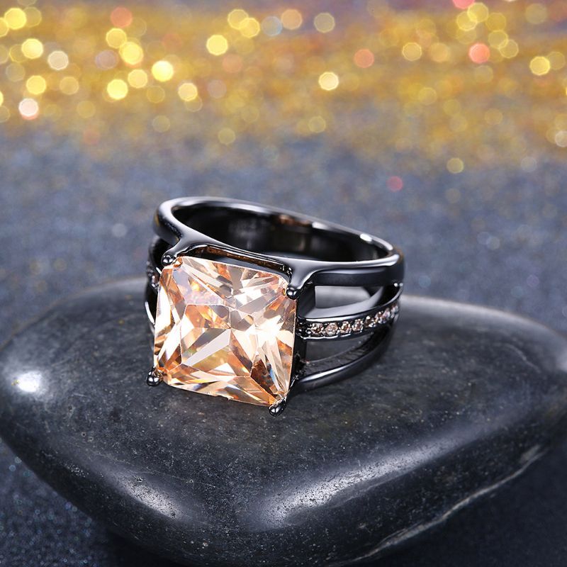 Inalis Ženski Elegantni Dijamantni Prstenovi S Crnim 12 mm Pištoljem Obloženi Cirkonima S Dijamantima Poklon