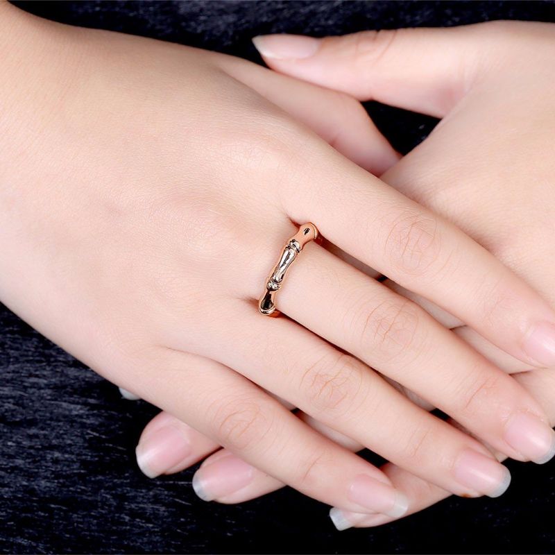 Jednostavan Ženski Prsten Od Ružičastog Zlata Od Bambusa