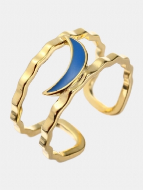 Luksuzno 925 Srebro 18k Zlato Plavo Ružičasto Prstenje S Mjesecom Otvoreno Modni Dar Za Žene
