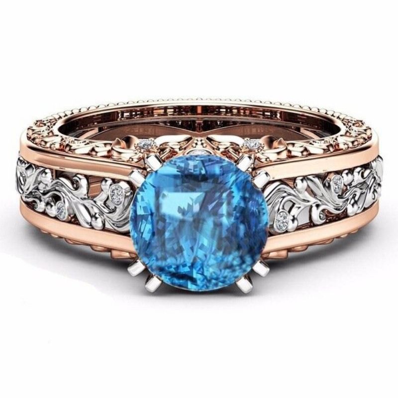Luksuzno Prstenje Od Platine S Umetnutim Topaz Kamenom Od 14k Ružičastog Zlata Vjenčani Dar Za Nju
