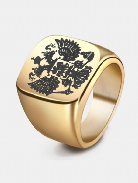 Modni Ruski Dvostruki Orao Prsten Od Nehrđajućeg Čelika S Velikim Grbom Za Muškarce